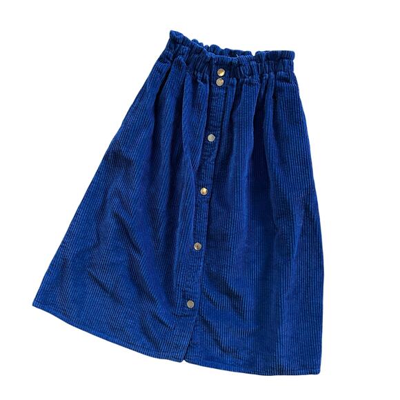 Zara Kids skirt blue corduroy 11-12 midi length funky bright school comfort soft - Picture 1 of 4